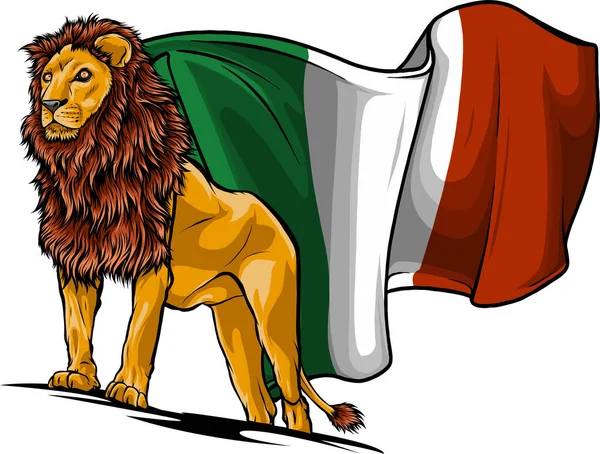 Löwe Mit Italienischem Fahnenvektor — Stockvektor