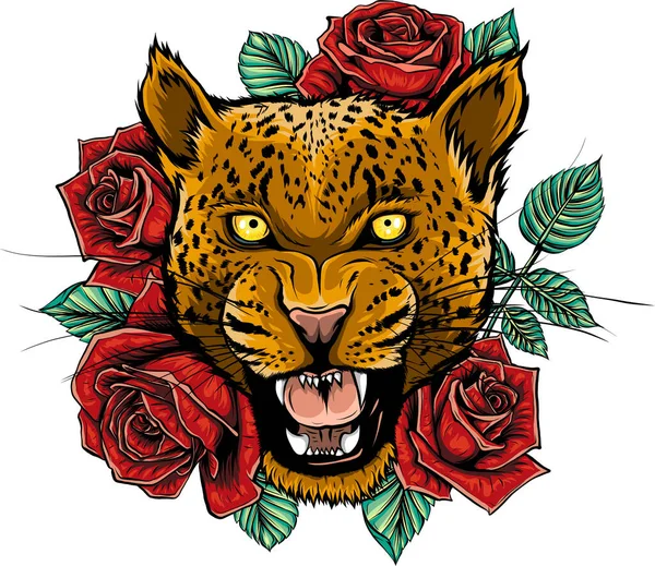 Illustrazione Vettoriale Della Testa Leopardo — Vettoriale Stock