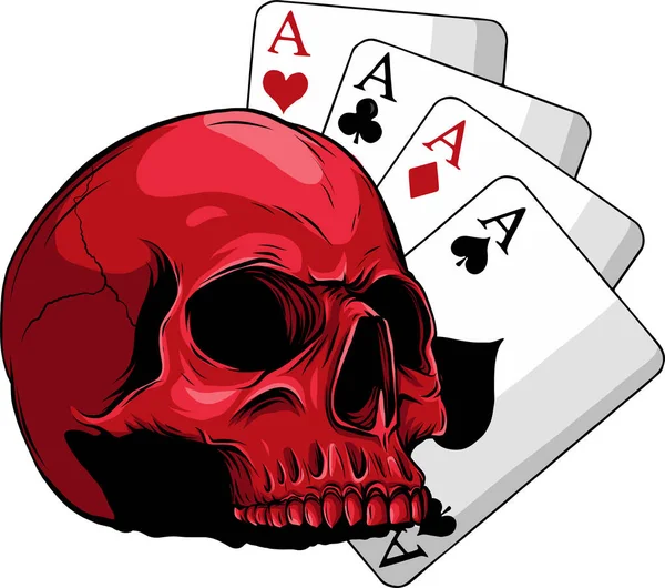 Poker Visage Crâne Quatre — Image vectorielle