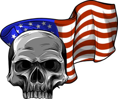 Amerikan bayrak kafatası vektör illüstrasyonu