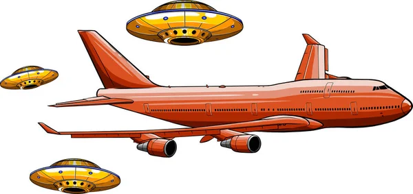 Set Flying Saucers Illustration — Stock Vector