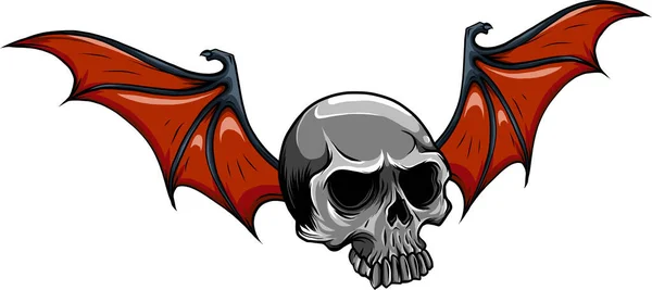 Drawn Skull Bat Wing — 图库矢量图片