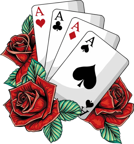 Чотири Аси Татуювання Покерної Картки Вектор — стоковий вектор