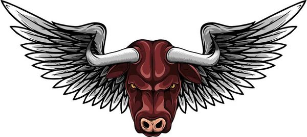 Kreativ Kuhflügel Logo Vektor Illustration Geflügelte Kuh Alten Emblemen Elemente — Stockvektor
