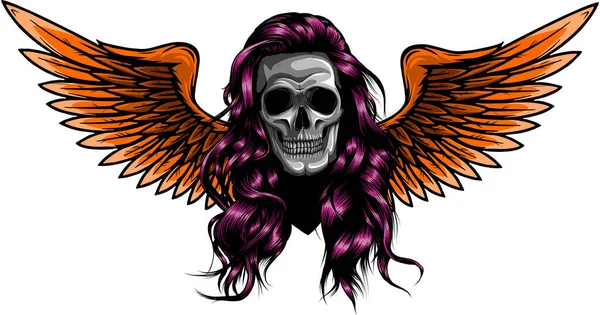 Woman Skull Wings Vector Illustration Design — Stock Vector
