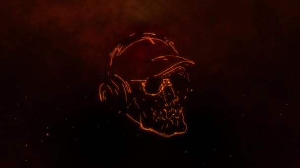 Animación Aparición Cráneo Esqueleto Oscuridad Escena Horror Decoración Halloween — Vídeo de stock