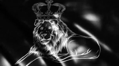 bayrak dijital animasyonunda siyah arkaplanda video kralı aslanı