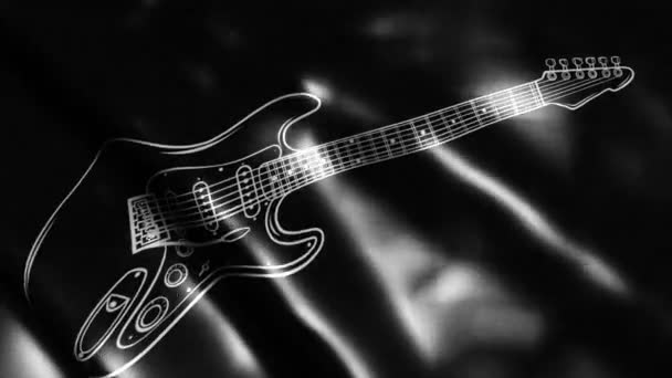 Elektrisk Gitarr Flagga Svart Bakgrund Digital Video — Stockvideo