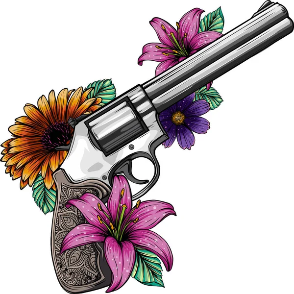 Revolver Virágok Vektor Illusztráció Tervezés — Stock Vector
