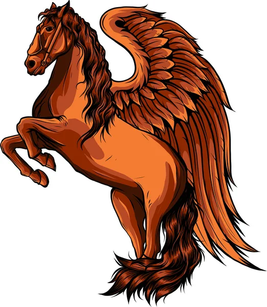 Latający Koń Skrzydełka Ikona Kolor Ilustracja Maskotka Wektor Logo — Wektor stockowy