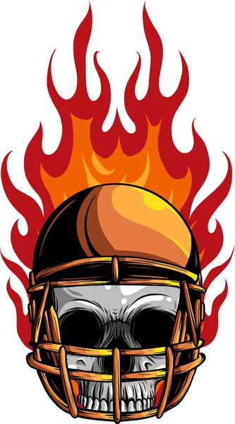 Crâne Joueur Football Avec Vecteur Flammes — Image vectorielle