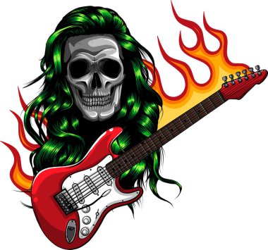 Gitar tasarımlı heavy metal kafatası