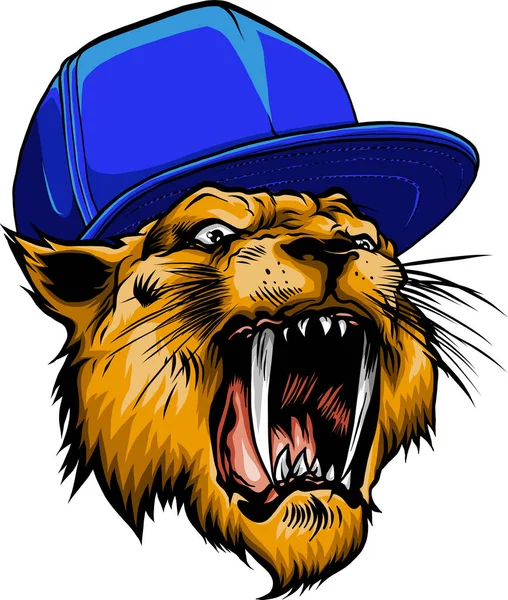Lion Hat Mascot Λογότυπο Σχεδιασμός Διάνυσμα — Διανυσματικό Αρχείο
