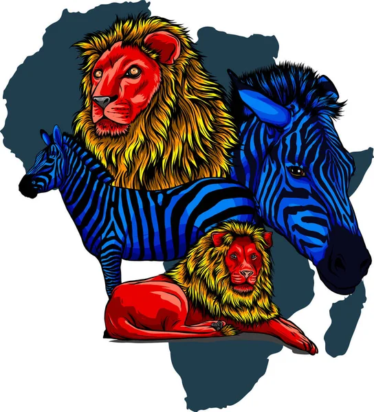 Дикая Природа Африки Мировой Континент Флора Фауна Векторная Иллюстрация — стоковый вектор