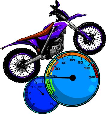 Beyaz arka planda çapraz motosiklet ya da motosiklet. dijital el çizimi