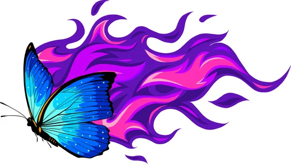 Morpho Butterfly White Background Vector Illustration Decorative Print — Stock Vector