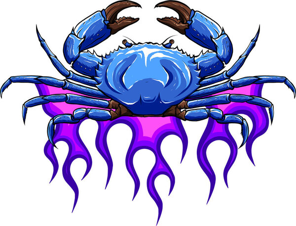 векторная иллюстрация цветного краба на белом фоне. цифровая ручная ничья