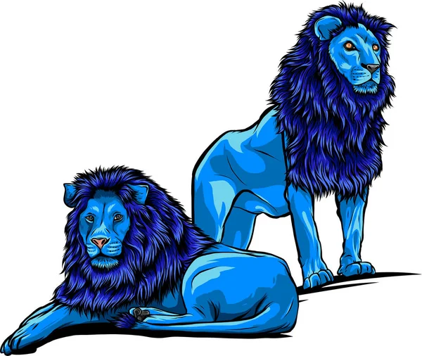 カラフルなライオンのイラスト 白地に怒りの表情 ベクトルデザイン — ストックベクタ