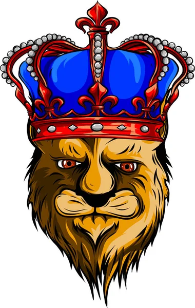 Βασιλιάς Λιοντάρι Κεφάλι Στέμμα Και Λογότυπο Εικονίδιο Σχεδιασμός Εικονογράφησης Διανύσματος — Διανυσματικό Αρχείο
