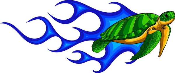 Tartaruga Marinha Dos Desenhos Animados Ilustração Vetorial Eretmochelys Imbricata — Vetor de Stock