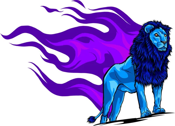 Illustration Des Bunten Löwen Wütender Ausdruck Auf Weißem Hintergrund Vektordesign — Stockvektor