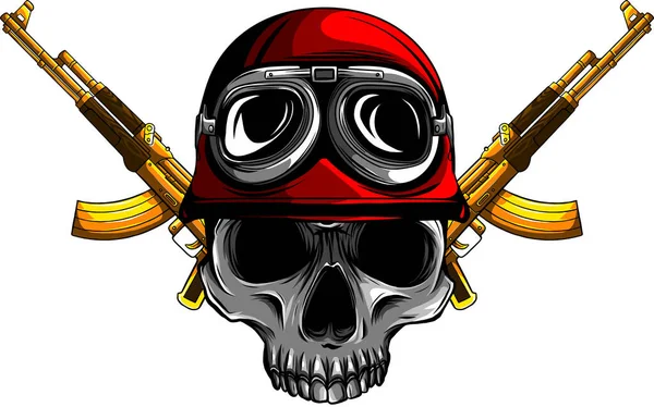 Vector Illustration Skull Helmet Soldier — Vetor de Stock