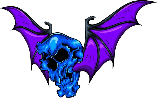 Vector Illustration Skull Bat Wing White Background — Stock Vector