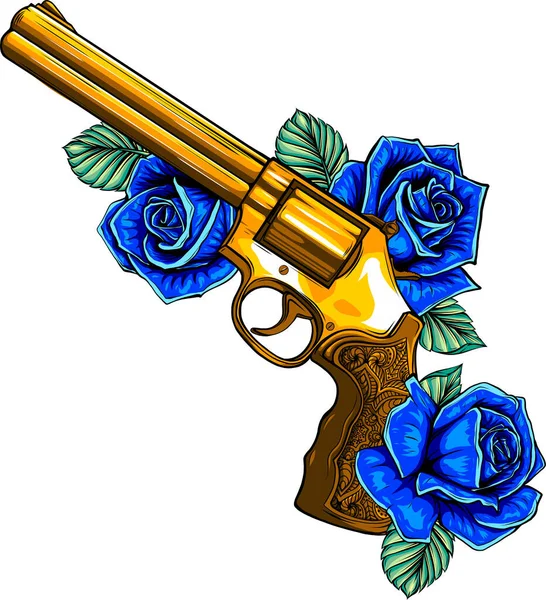Pistolet Doré Sur Fond Blanc — Image vectorielle