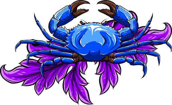 Векторная иллюстрация краба на белом фоне. цифровая ручная ничья