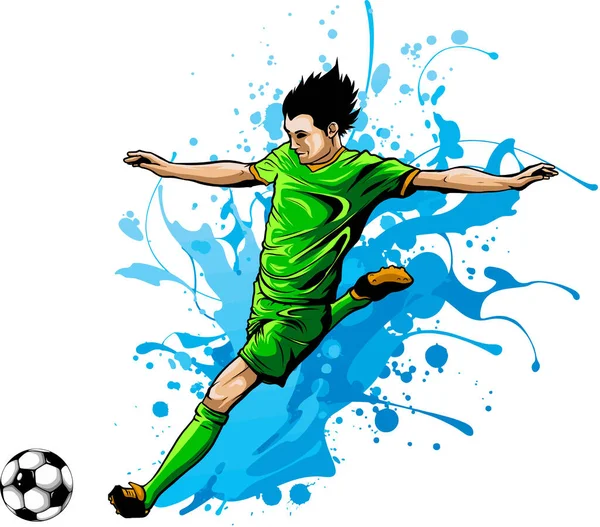Kick Ball Fußball Vektor Illustration Digitale Handverlosung — Stockvektor