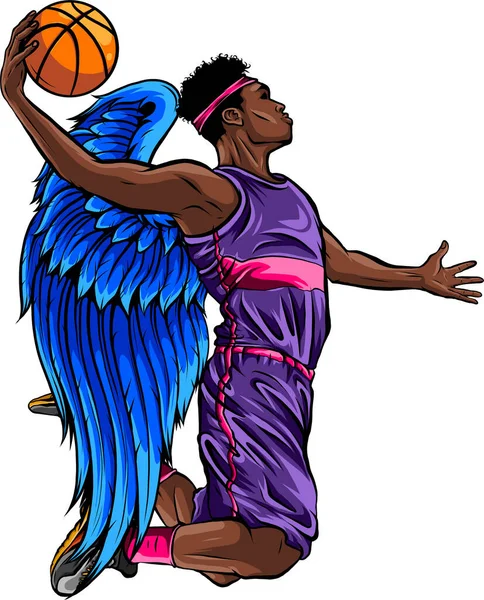 Flaches Design Basketballspieler Dunk Vektor Illustration — Stockvektor