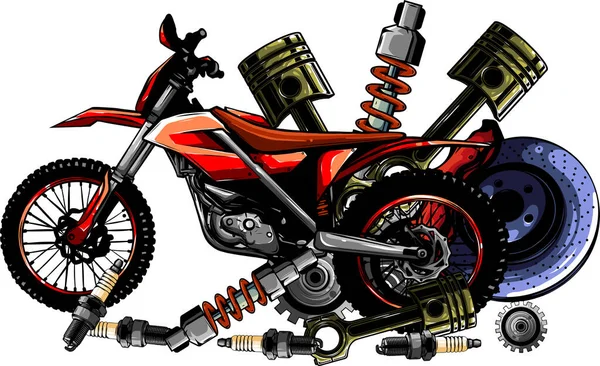 Ilustración Motocross Salto Sobre Fondo Blanco — Archivo Imágenes Vectoriales