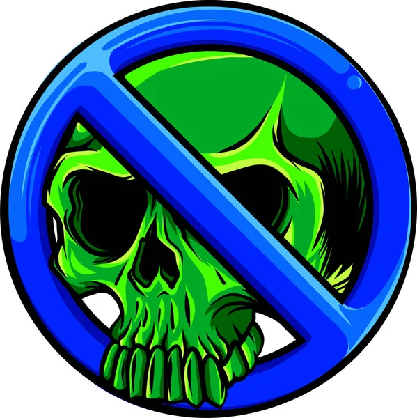 Kein Totenkopf Symbol Auf Weißem Hintergrund Head Vector Illustration Verbotsschild — Stockvektor