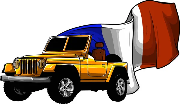 Hunter Auto Jeep Vektor Ilustrace Bílém Pozadí — Stockový vektor