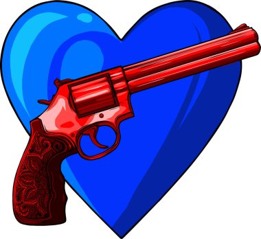 Beyaz arkaplanda kalbi olan taşıyıcı tabancalar