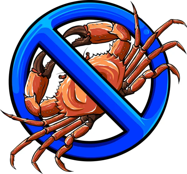 Sign Tidak Ada Tanda Crab Terisolasi Gambar Vektor Latar Belakang - Stok Vektor