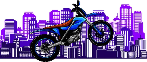 Ilustrace Motocyklu Městské Krajině Pozadí — Stockový vektor