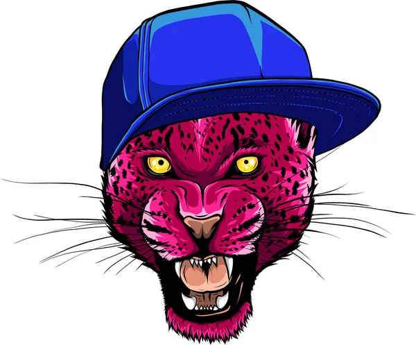 Porträt Eines Leoparden Der Mütze — Stockvektor
