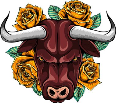 Beyaz arka planda çiçekli şirin çizgi film ineği.