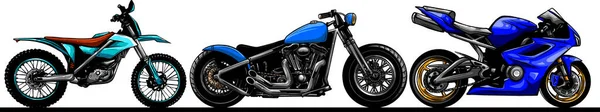 Bike Motorbike Flat Vector Illustration Set Flat Vector Illustration Isolation — Stock Vector