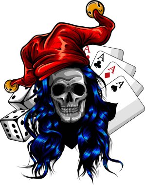 Kafatası baş vektör çizimi beyaz arka planda. dijital çizim