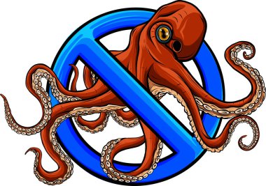 Yasak Ahtapot 'un çizimi. beyaz arkaplan