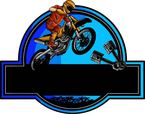Ilustrasi Desain Logo Moto Lintas Pada Latar Belakang Putih - Stok Vektor