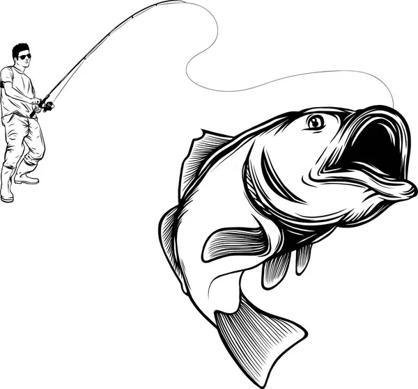 Halászati Logó Sablonja Logó Címke Embléma Vektor Illusztráció Tervezési Elemei — Stock Vector
