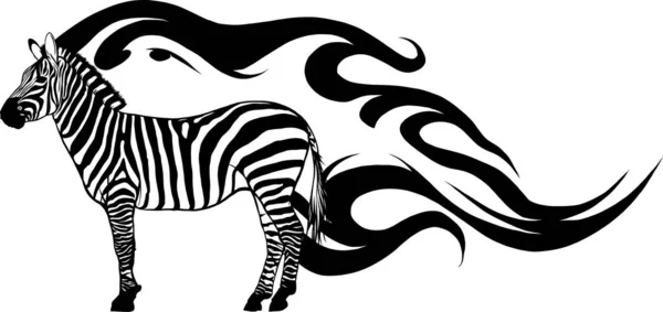 Ilustração Vetorial Zebra Africana Listrada Desenhada Mão — Vetor de Stock