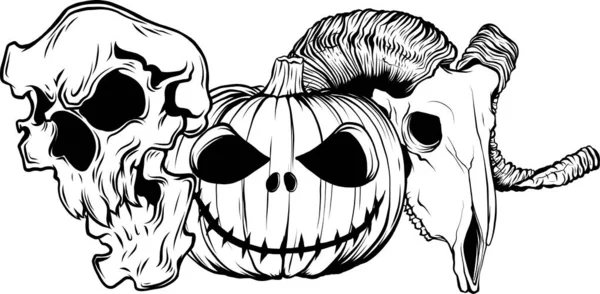 Halloween Pumpa Över Vit Bakgrund Silhuett Stil Vektor Illustration — Stock vektor
