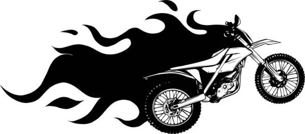 Motocross Pembalap Warna Monokrom Konsep Olahraga Ekstrim Ras Tangan Motor - Stok Vektor