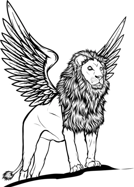 Мифический Крылатый Лев Векторная Иллюстрация — стоковый вектор