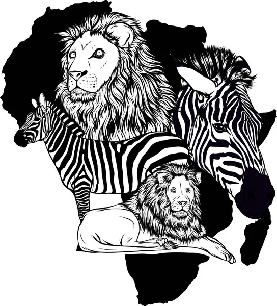 Иллюстрация Монохромного Ландшафта Африки Белом Фоне — стоковый вектор
