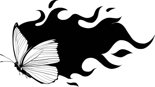 Fire Butterfly Streetwear Edgy Logos Black White New Style Commercial — Stock Vector